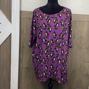 LuLaRoe Irma Tunic Shirt Disney Villains Scar Lion King Striped Medium